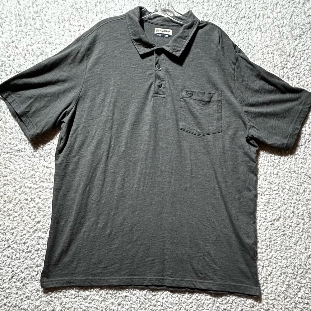 Magellan Outdoors Polo Short Sleeve Shirt Men's 2XL XXL Gray Grey Classic Collar